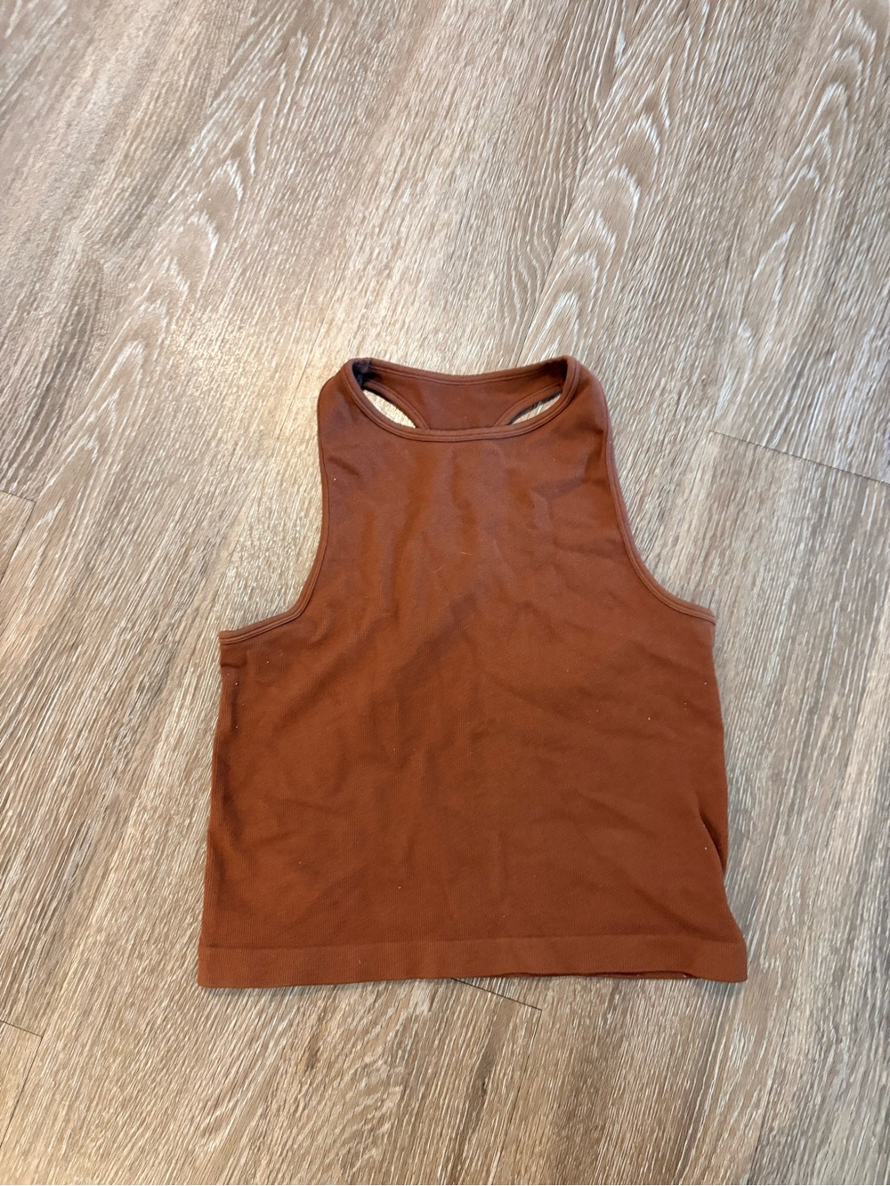 Women's Sleeveless High Neck Tank Top - Rust